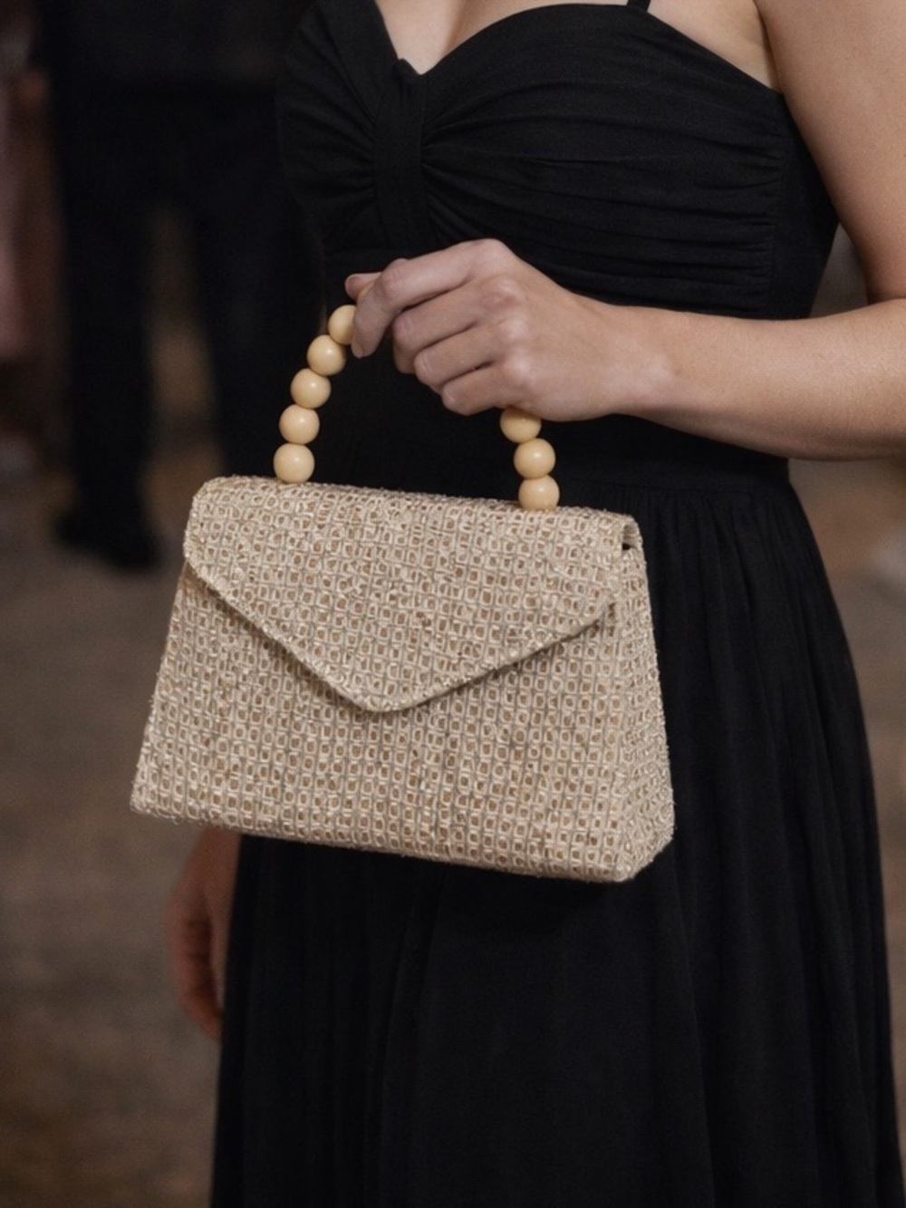 NWOT Elegant Cream and Gold Women's Handbag